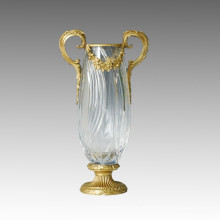 Vaso de cristal estátua dupla alças escultura de bronze Tpgp-002 (J)